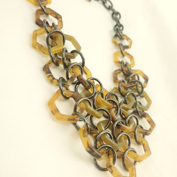 Lia Sophia Womens Multicolor Lobster Clasp Leopard Hexagon Statement Necklace - Picture 4 of 11